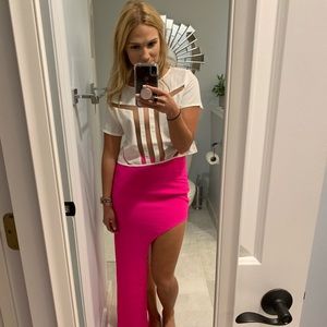 Hot Pink Side Slit Skirt